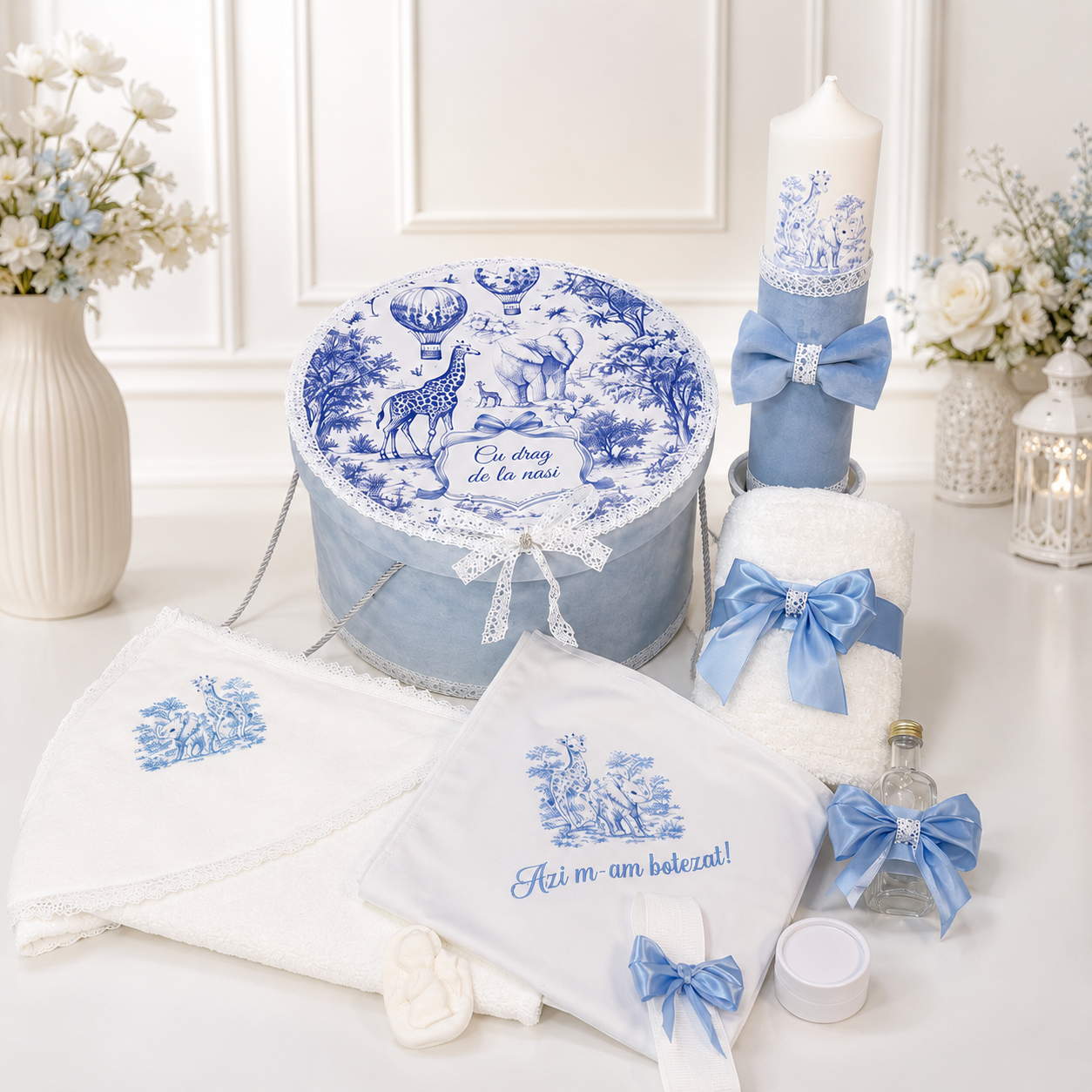 Set de Botez Trusou Dior Jungle Baby Blue