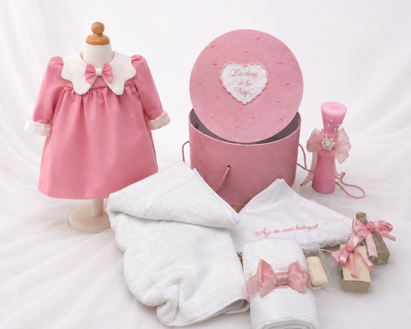 Set botez fetita roz