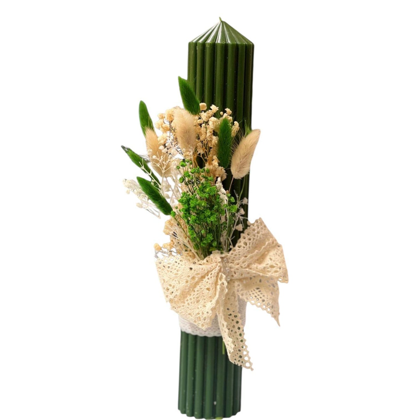 Lumanare cu flori verde