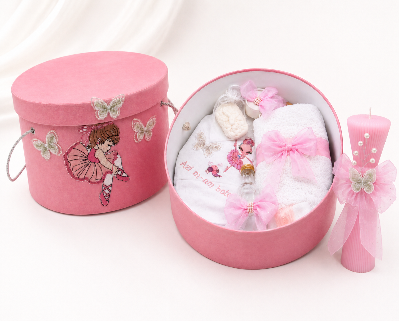 Set botez balerina- trusou + cutie + lumânare