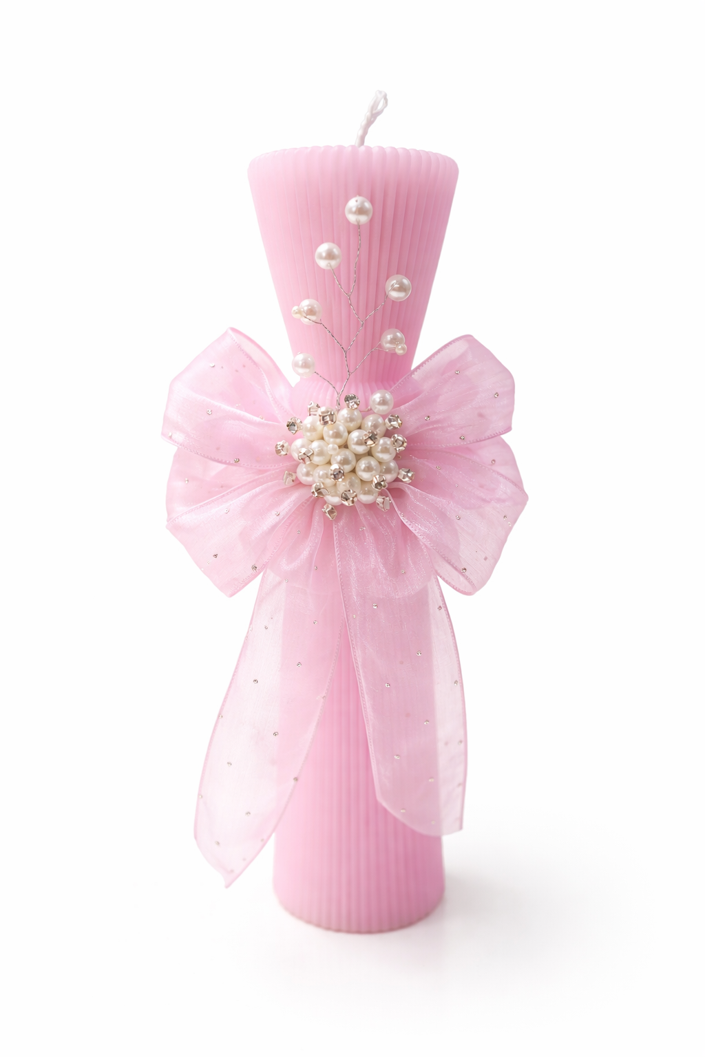 Lumanare roz regal pentru Cununie & Botez