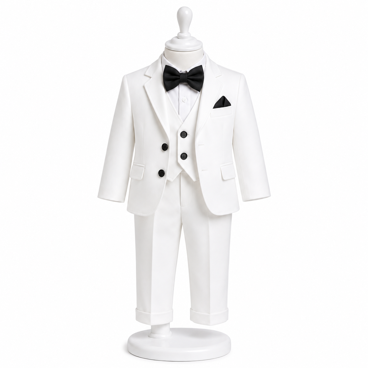 Costum botez alb cu negru