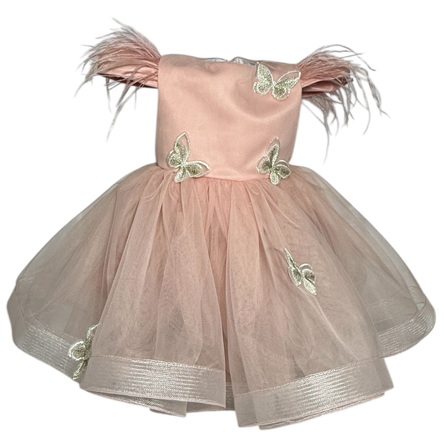 Rochie roz pudra cu fluturi