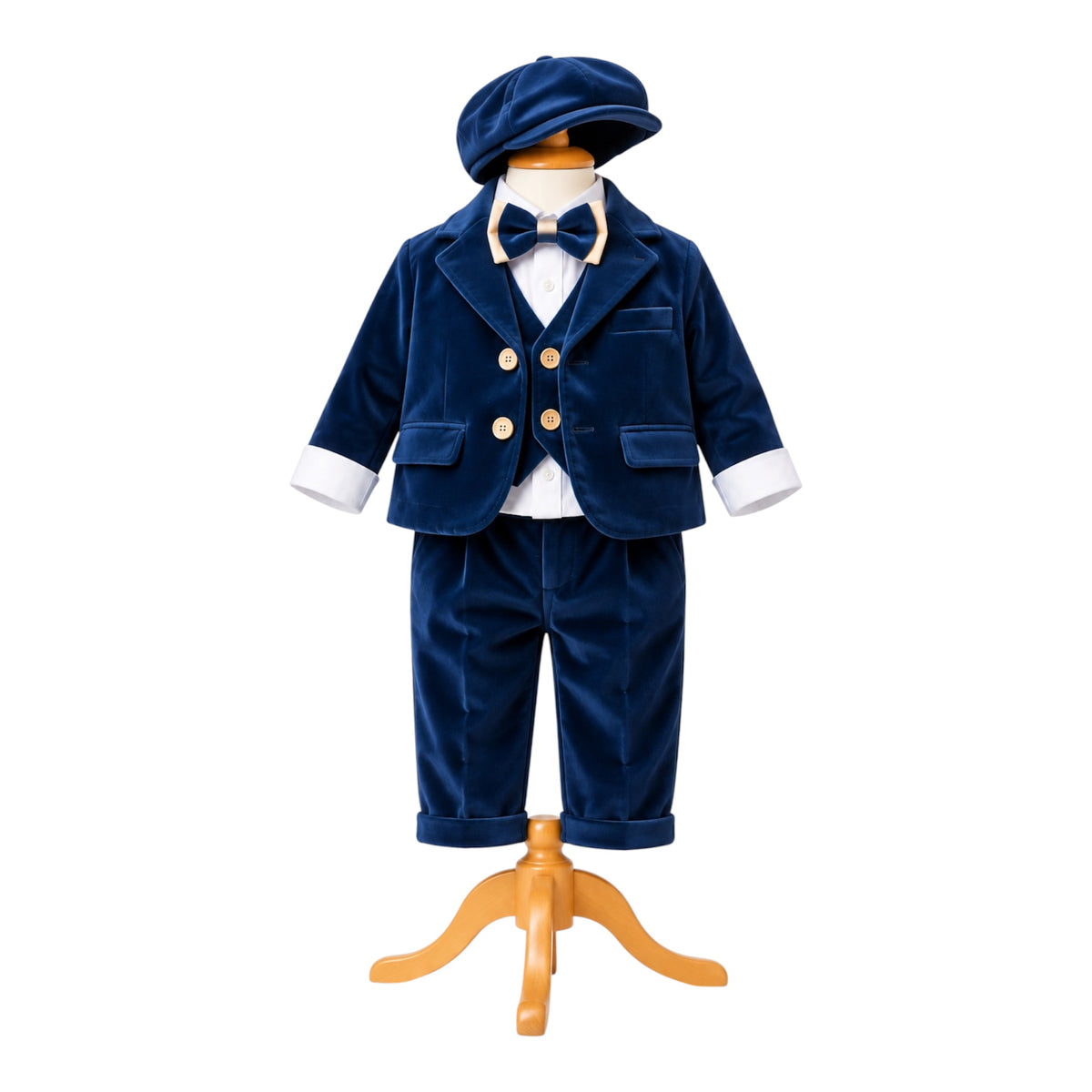 Costum botez bleumarin catifea 6 piese