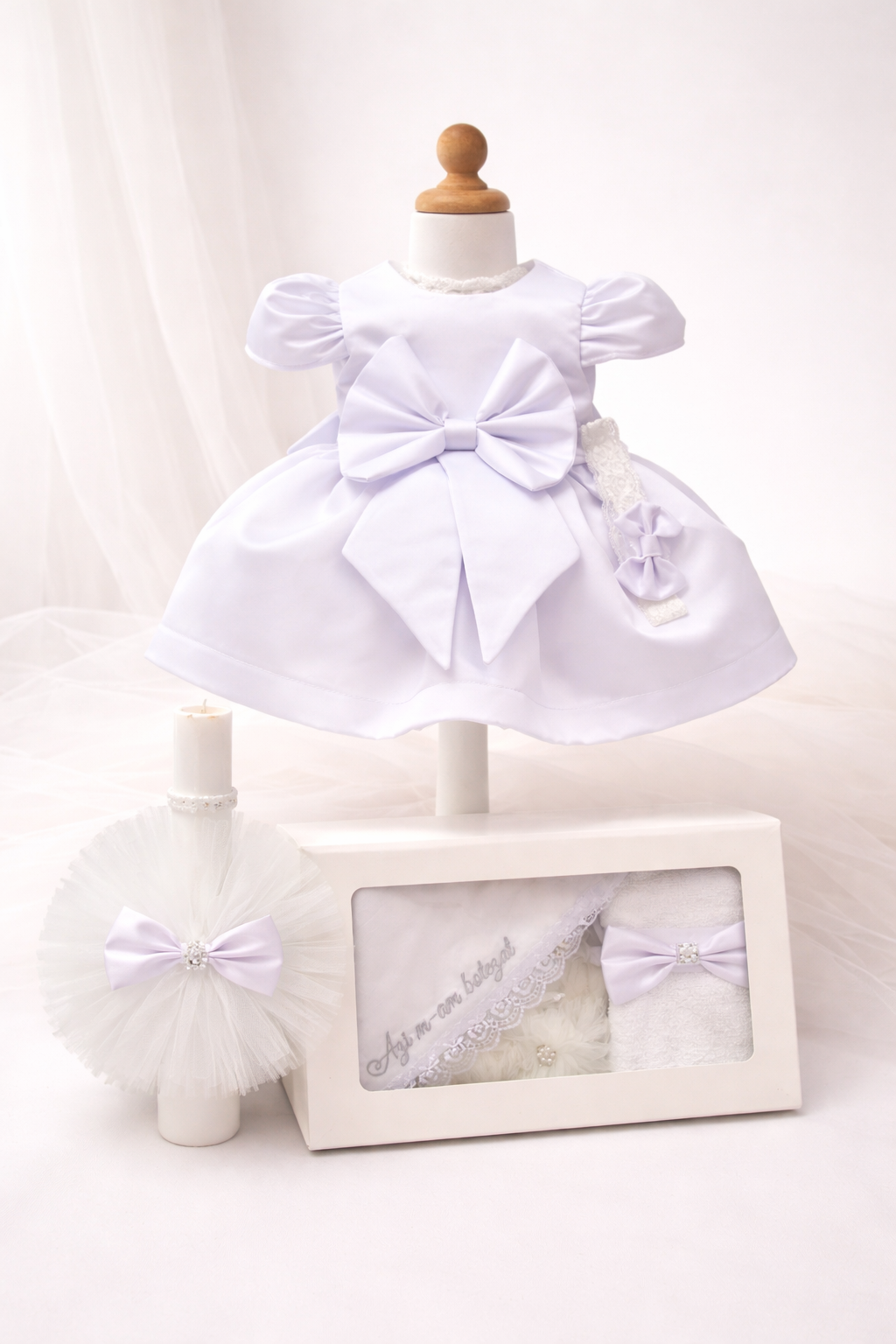 Set botez fetita alb