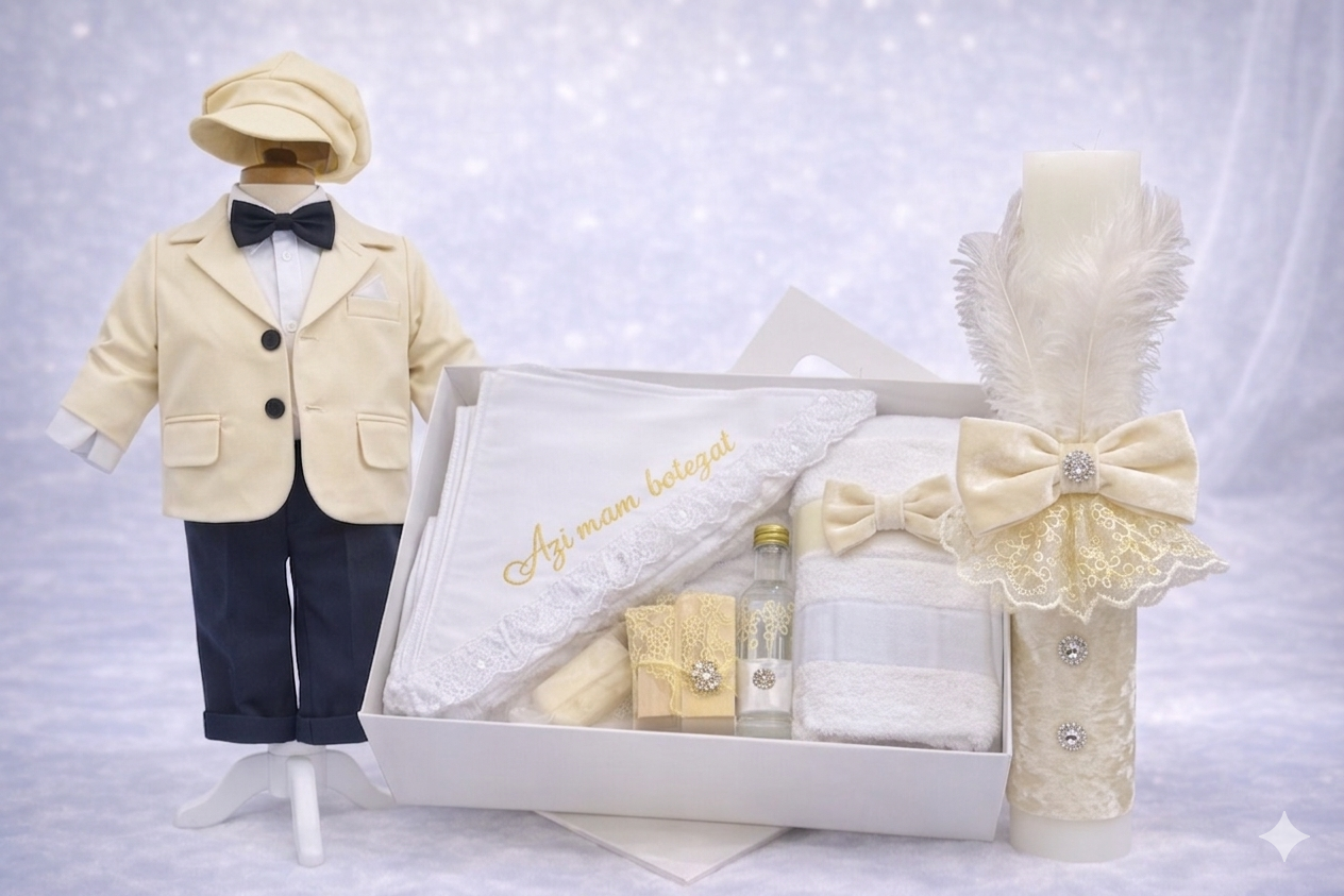 Set botez baietel crem