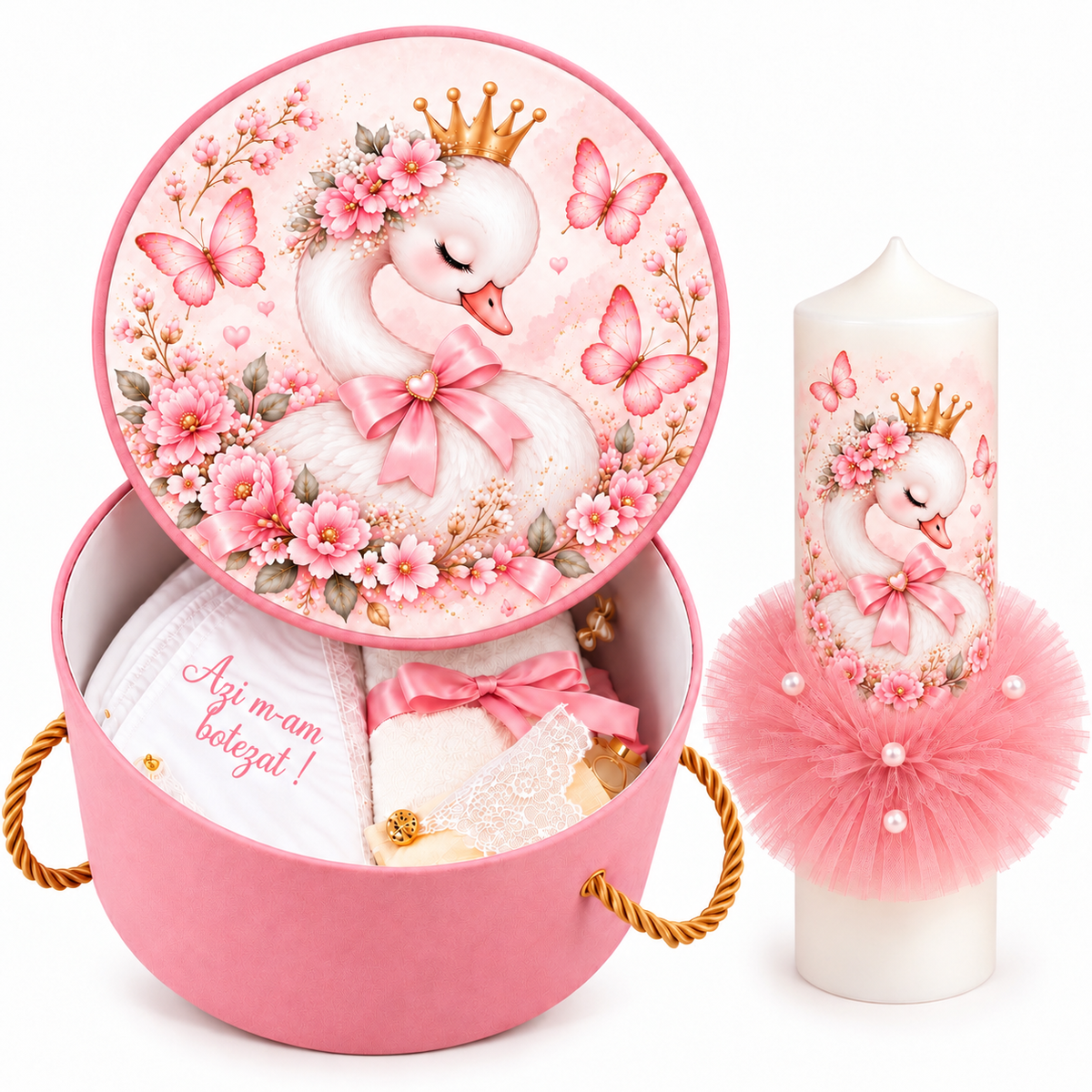 Set botez lebada -Trusou+ lumanare