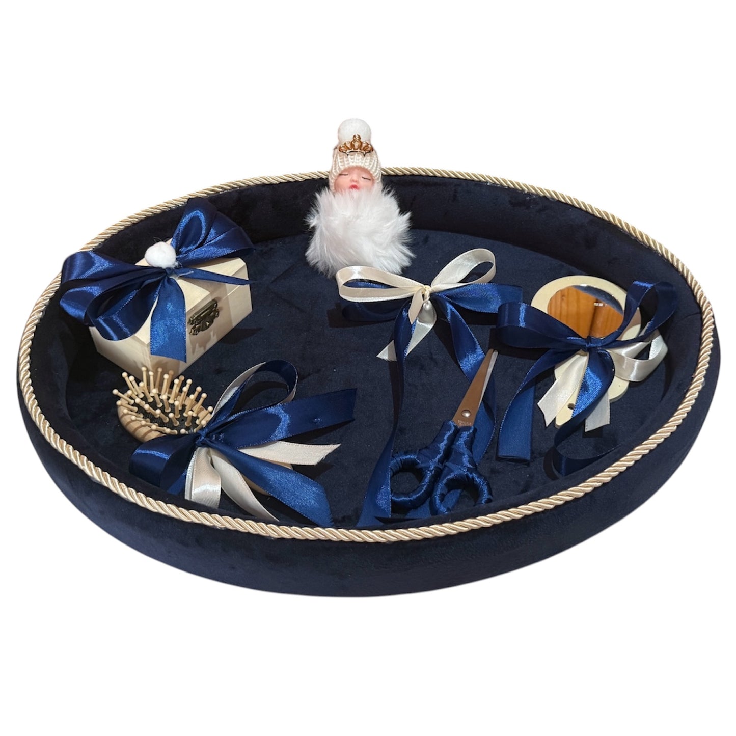 Tavita moț catifea bleumarin bebelus