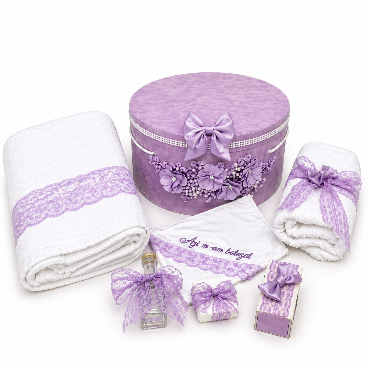 Trusou botez mov cu flori