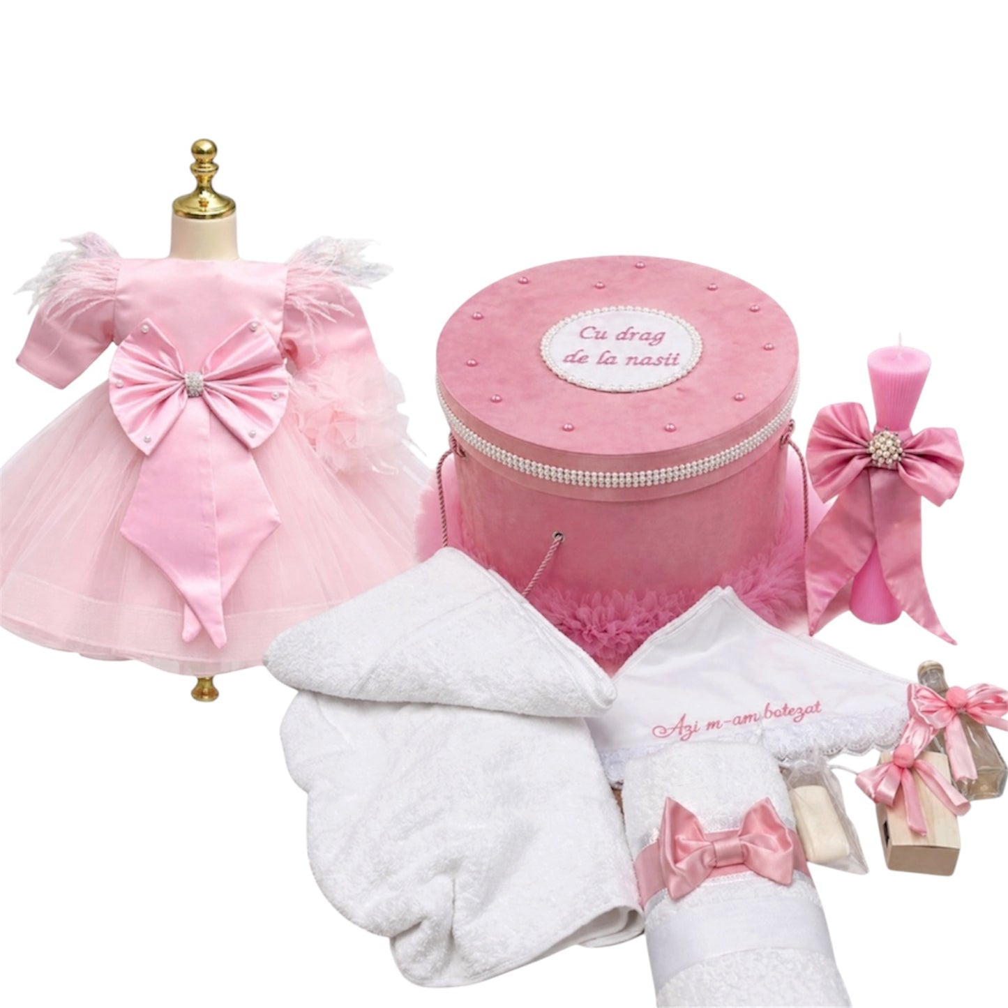 Set botez fetita roz Barbie