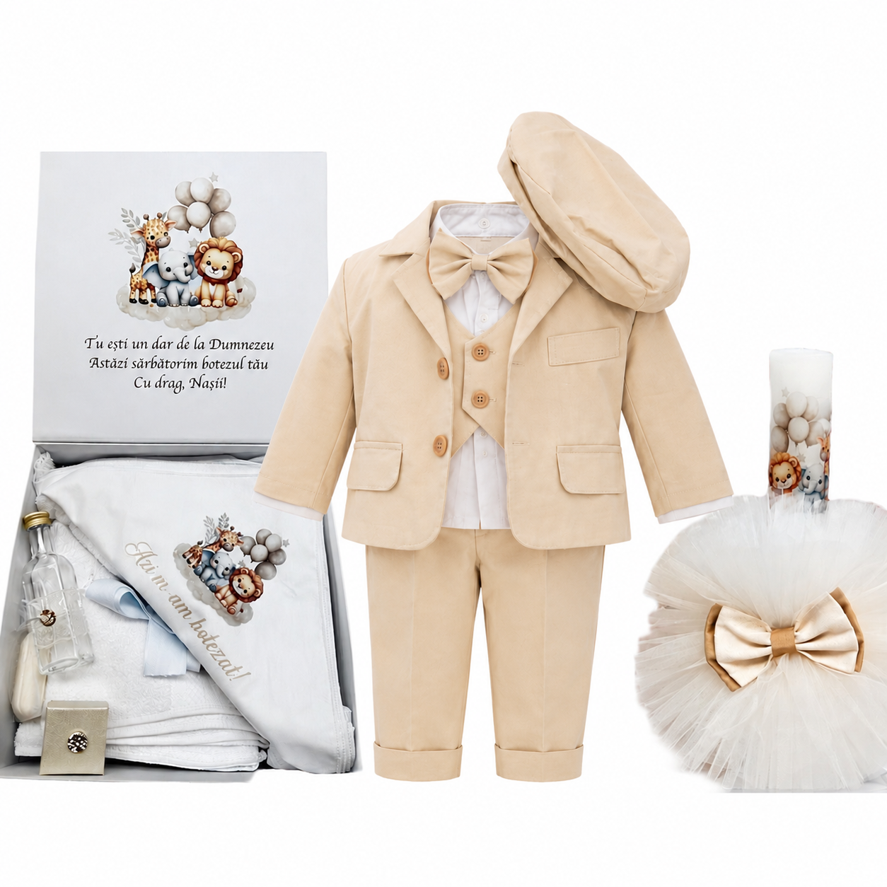 Set botez baietel jungla crem