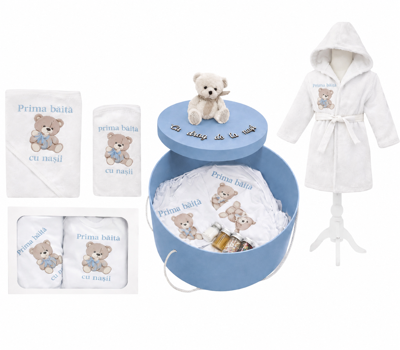 Set Prima baita cu ursuleț baby blue