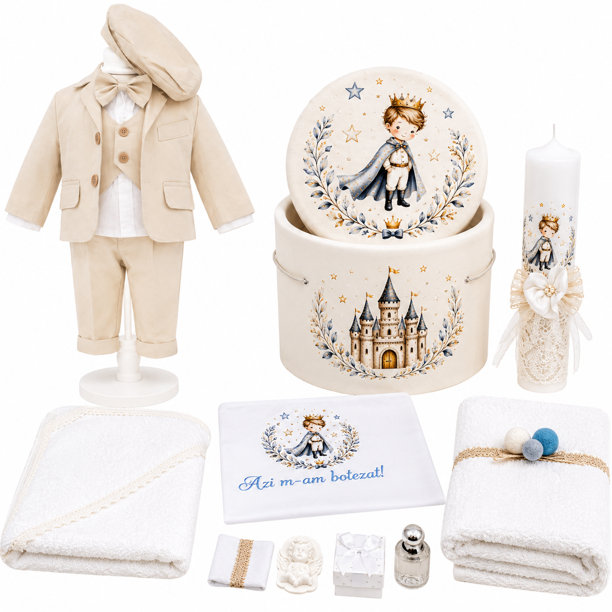 Set botez micul print crem
