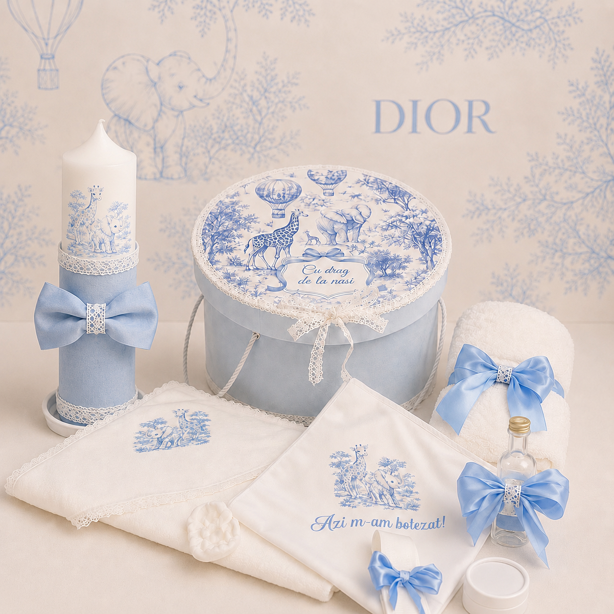 Set de Botez Trusou Dior Jungle Baby Blue