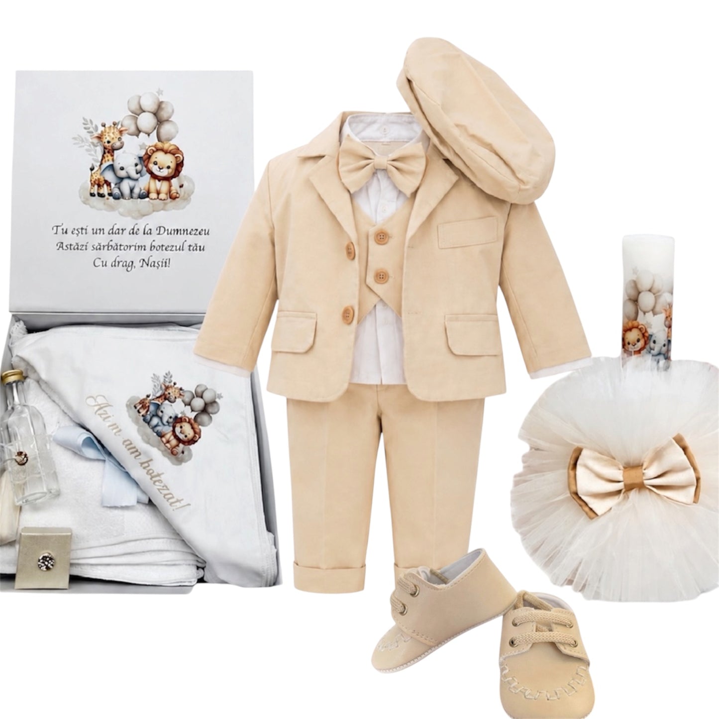 Set botez baietel jungla crem