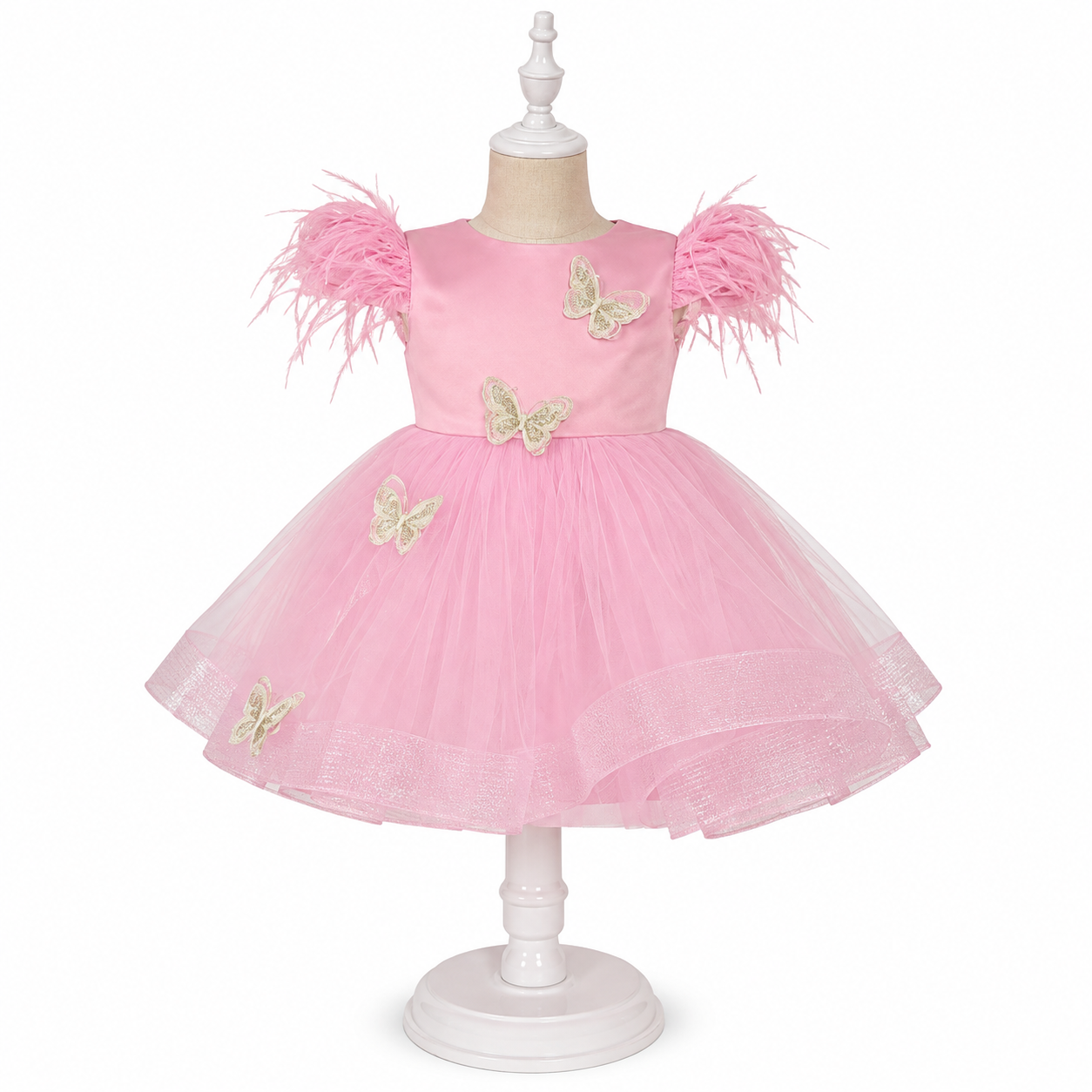 Rochie roz cu fluturi
