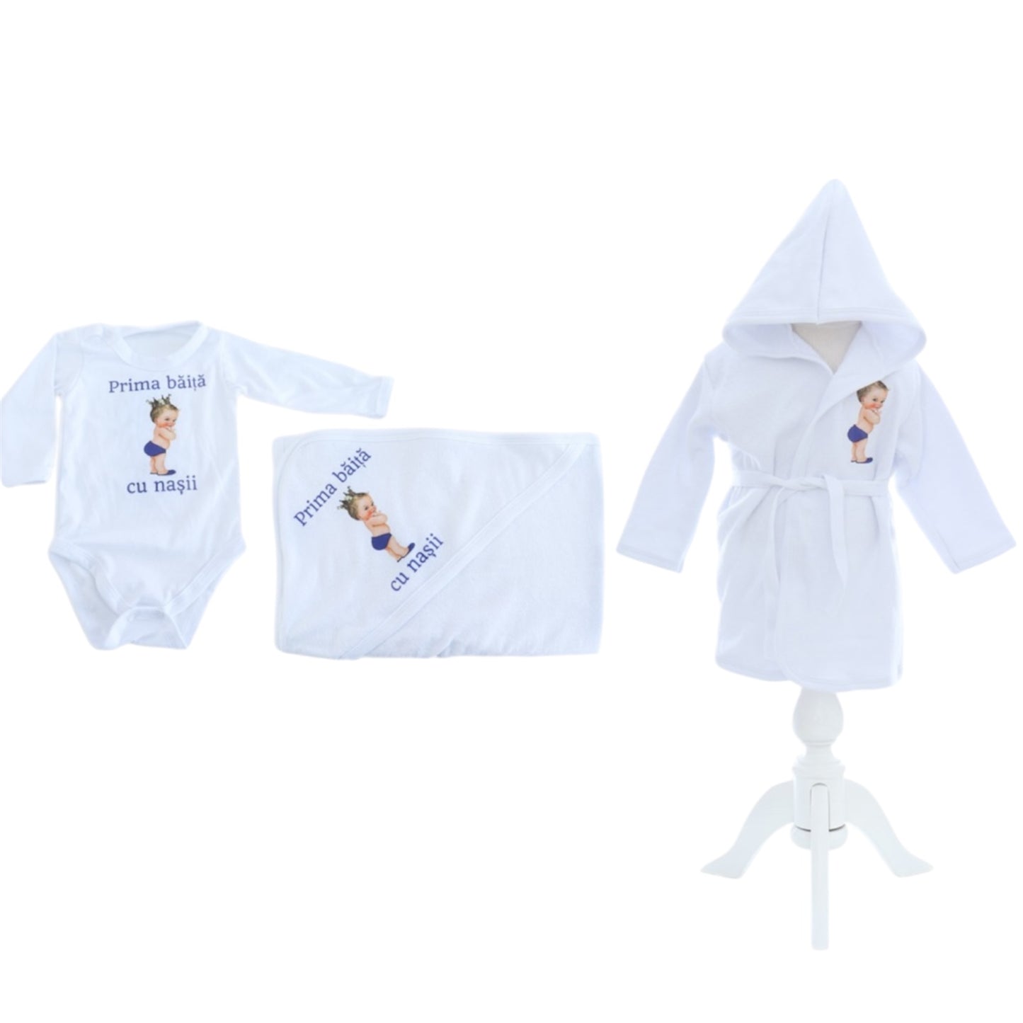 Set Prima Băița print albastru