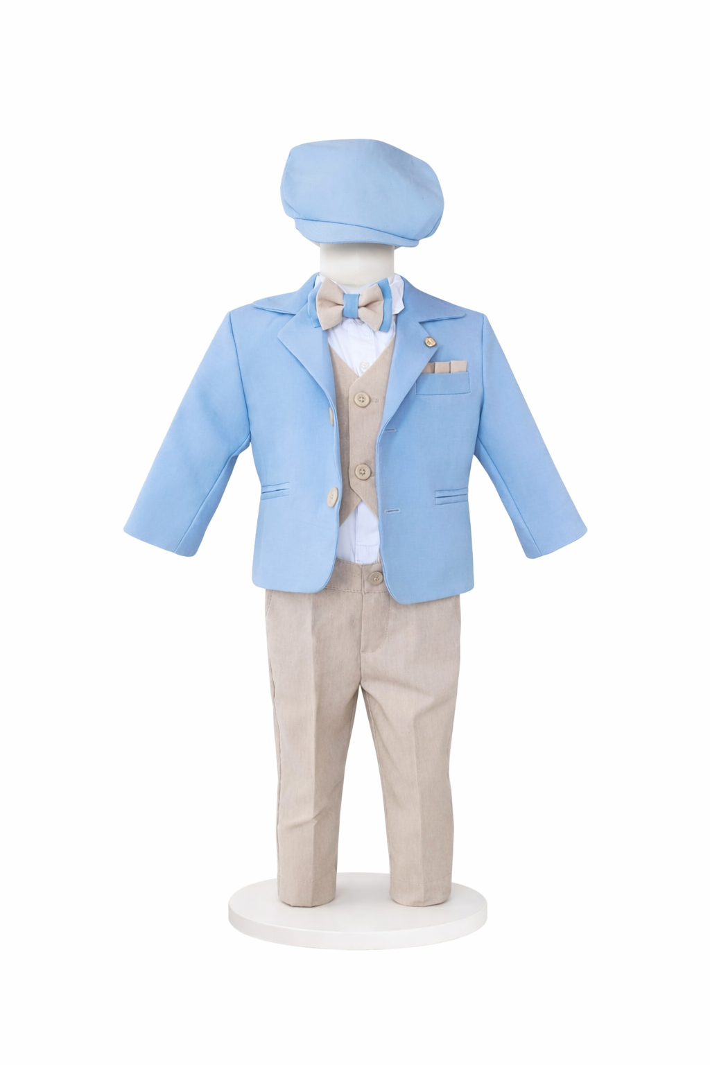 Costum crem cu sacou baby blue