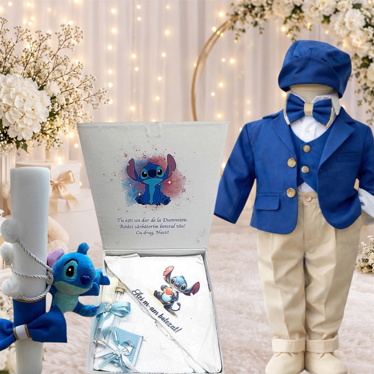 Set botez stitch -Trusou lumânare Costum