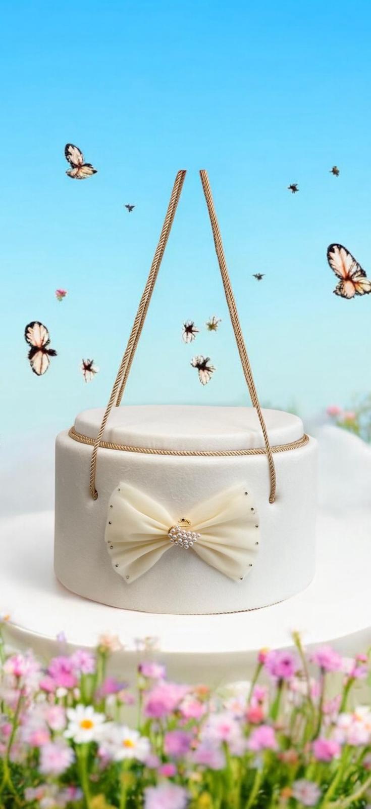 Trusou rotund catifea ivoire funda