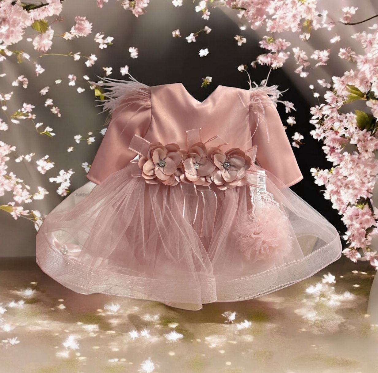 Rochiță roz pudra cu flori