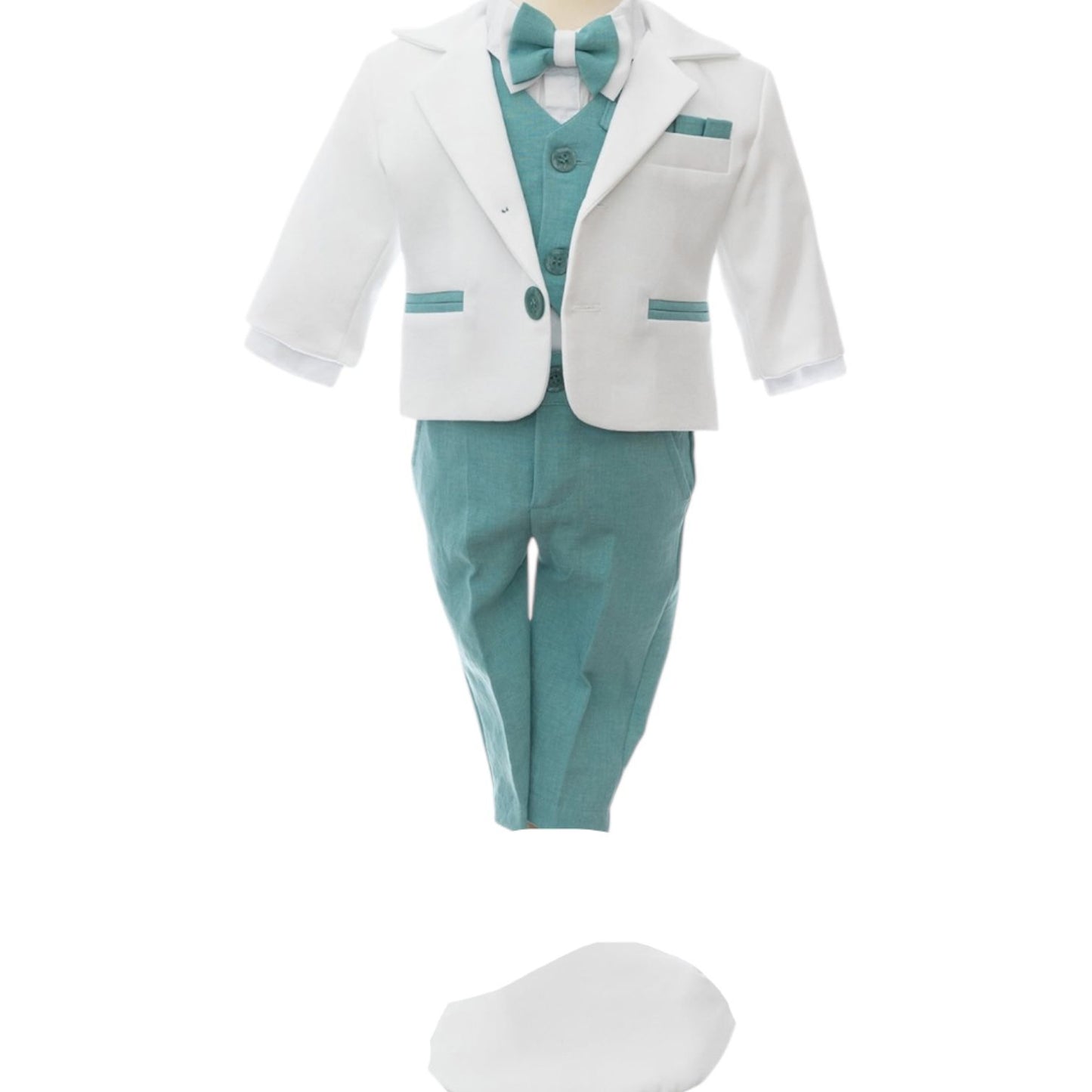 Costum turcoaz cu sacou alb