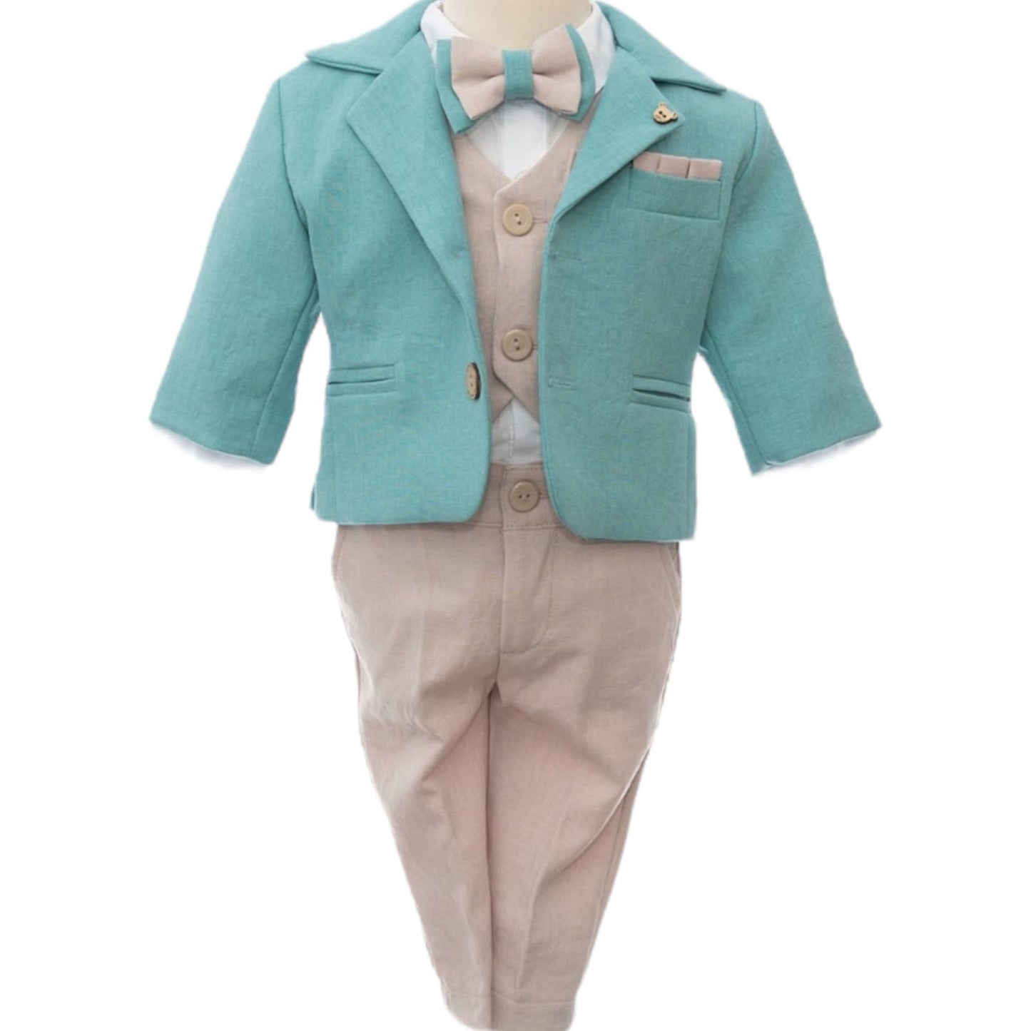 Costum crem cu sacou menta