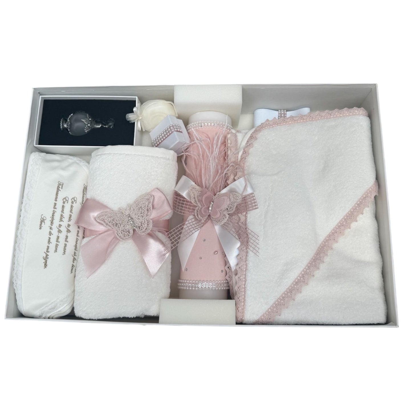 Trusou + lumanare roz pudra cu fluture