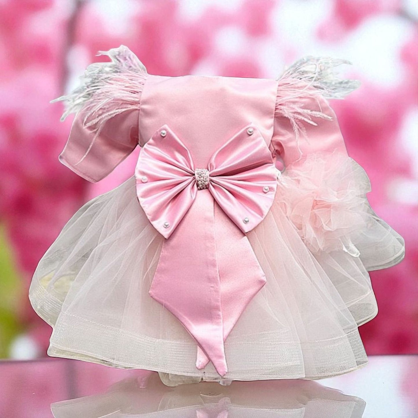 Rochiță roz pudra cu funda