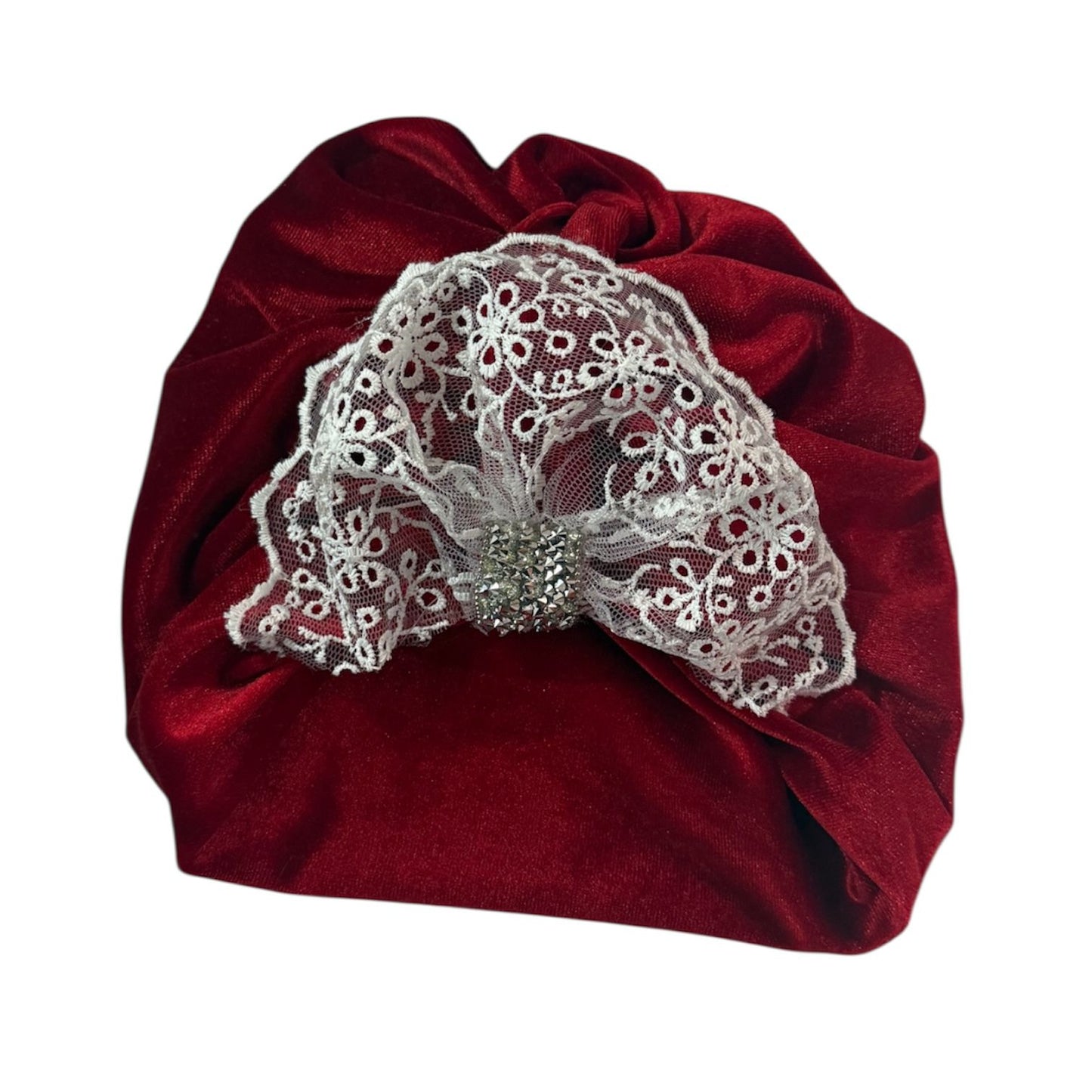 Caciulita rosie cu dantela