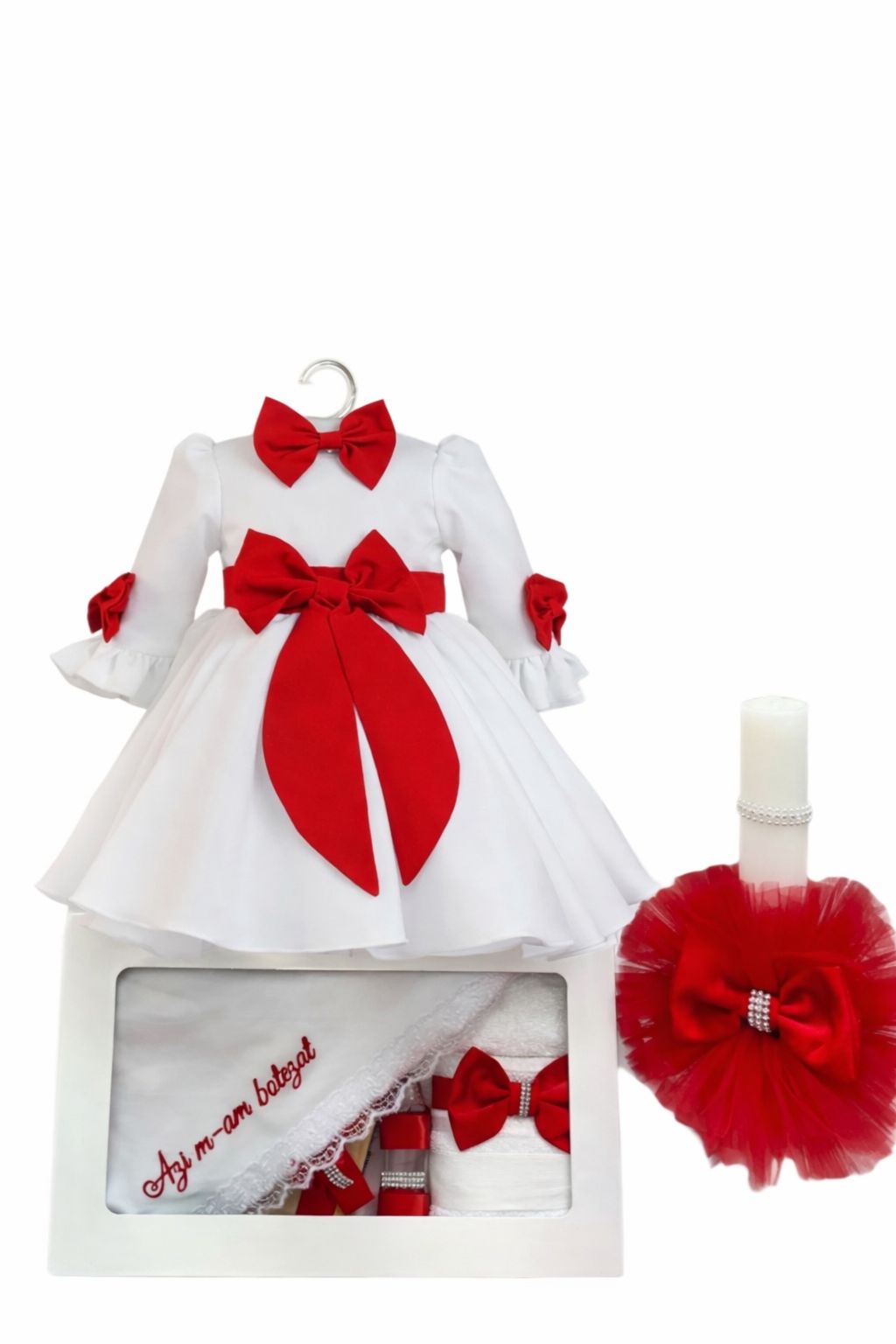 Set botez alb si rosu