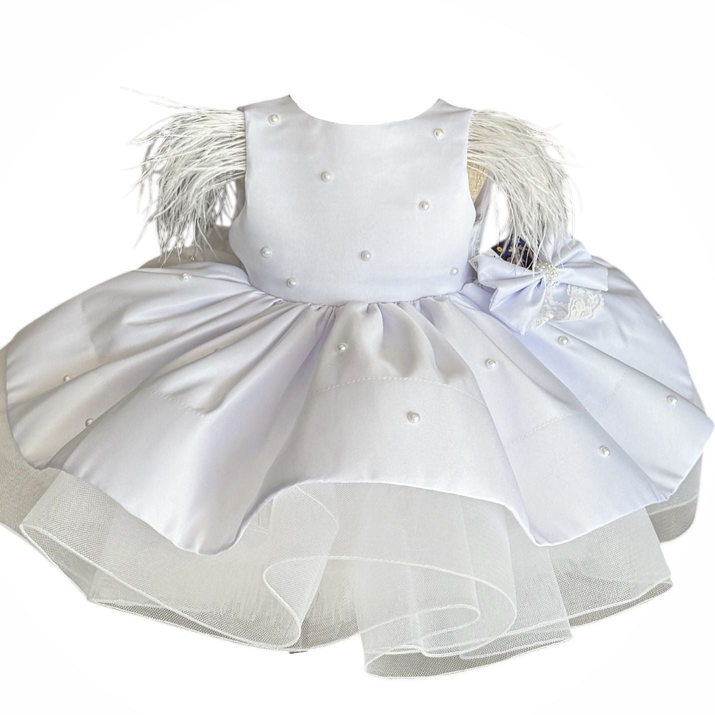 Rochie alba cu perle