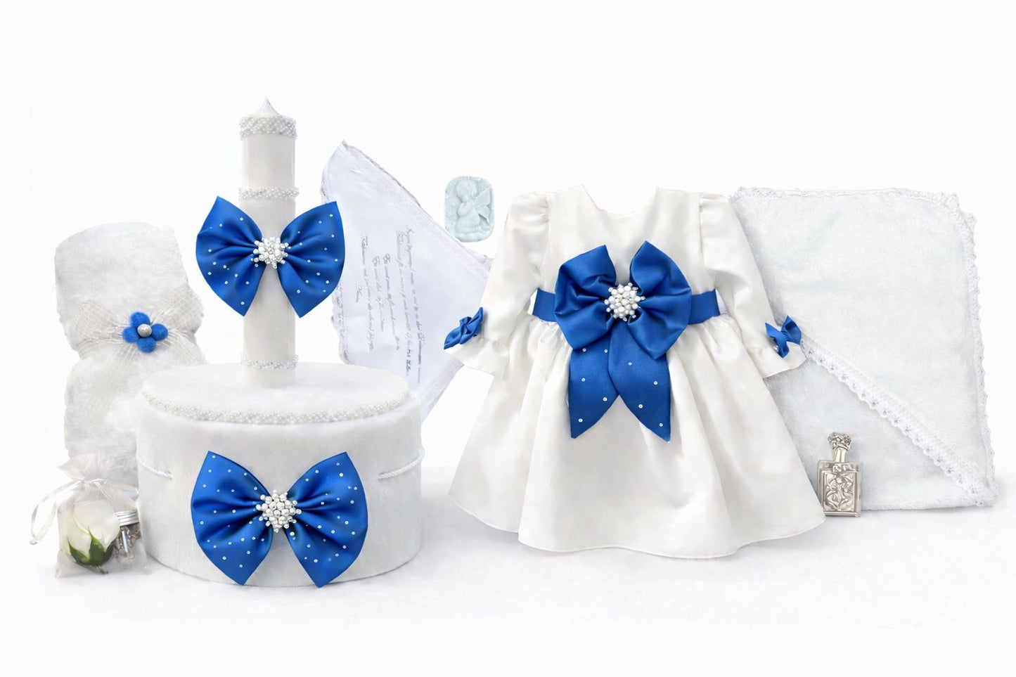 Set botez fetita albastru