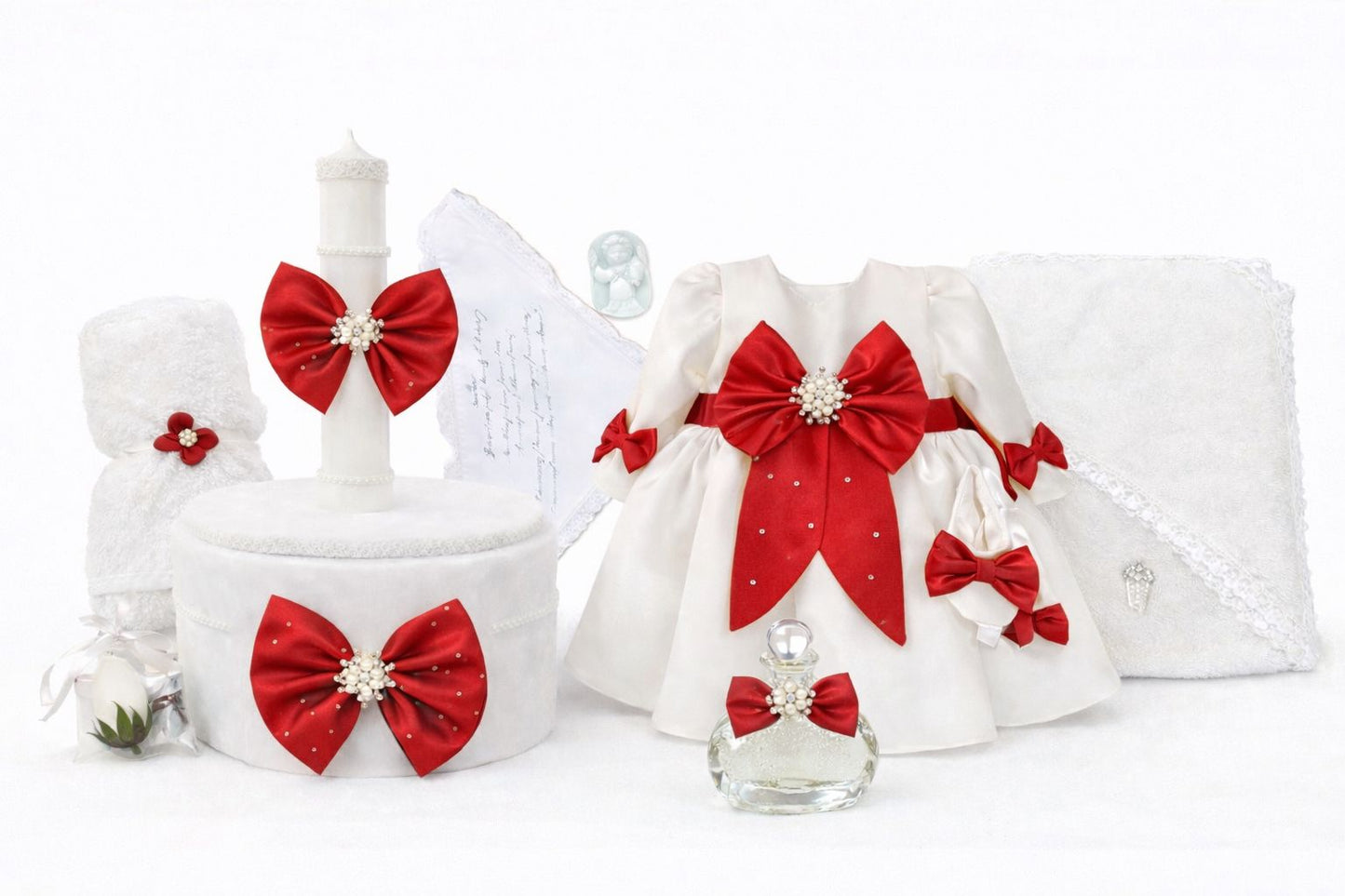 Set botez fetita rosu