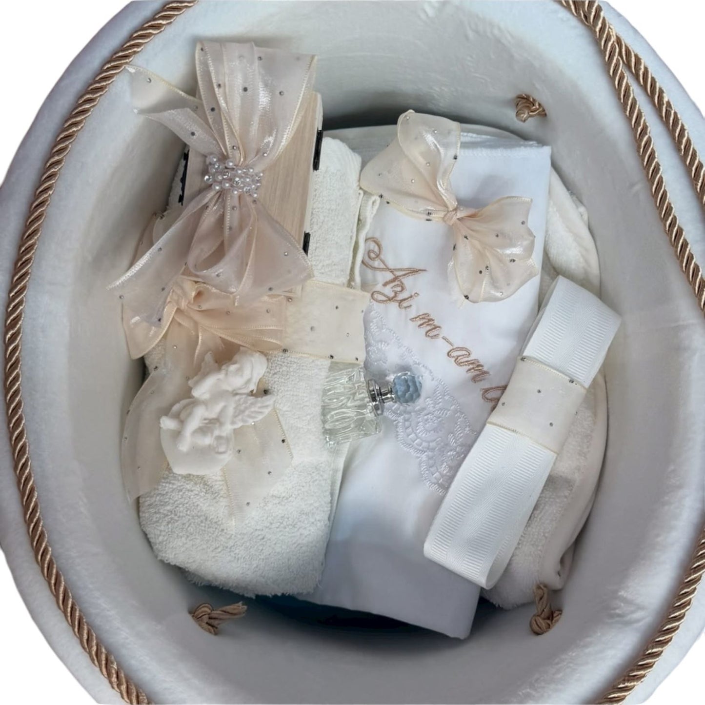 Set botez fetita alb trusou catifea