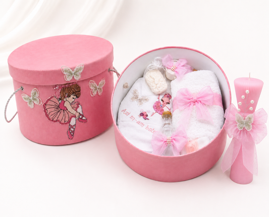 Set botez balerina- trusou + cutie + lumânare