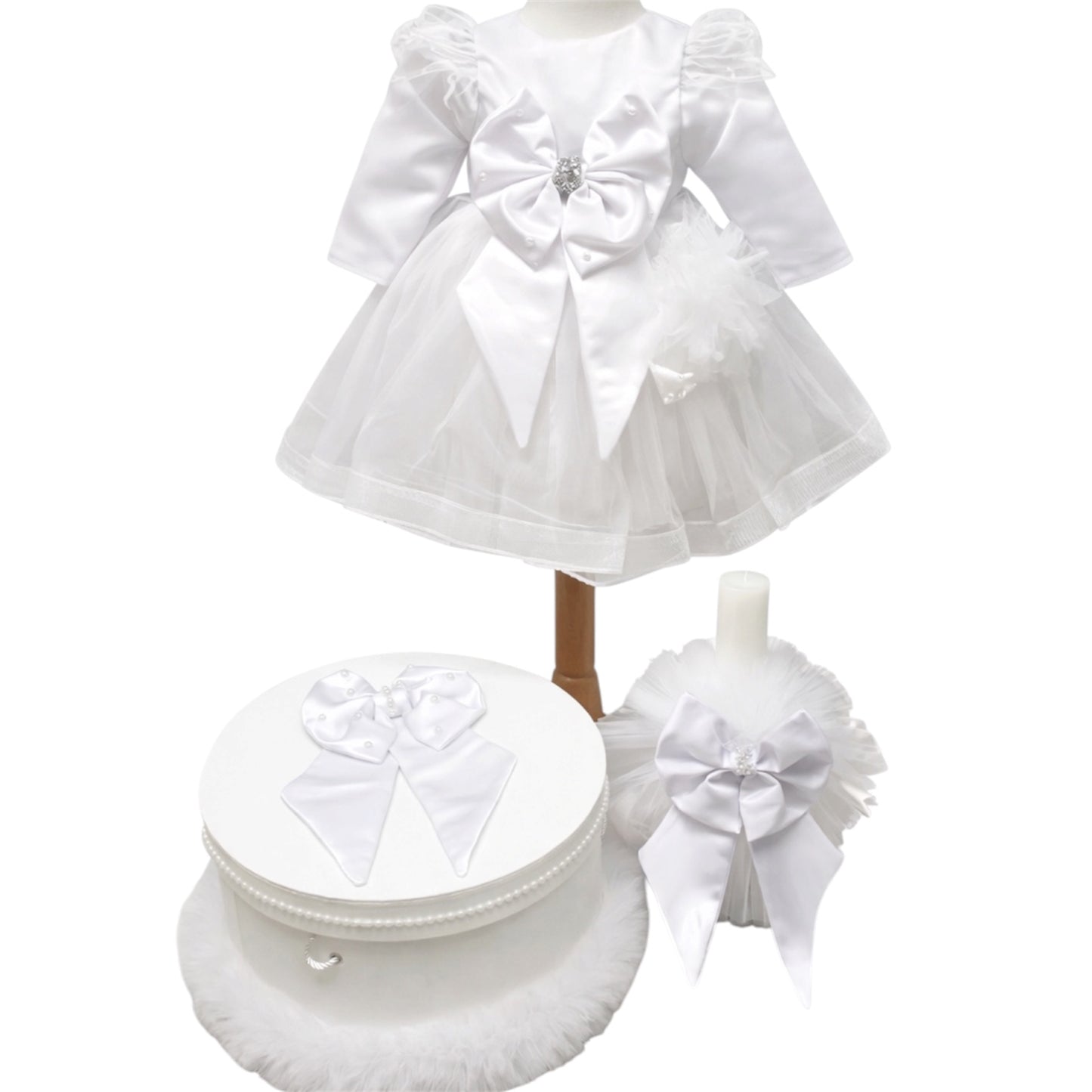 Set botez fetita funda alba
