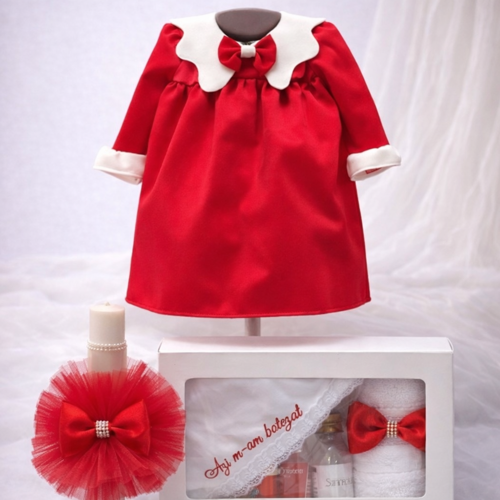 Set botez fetita rosu