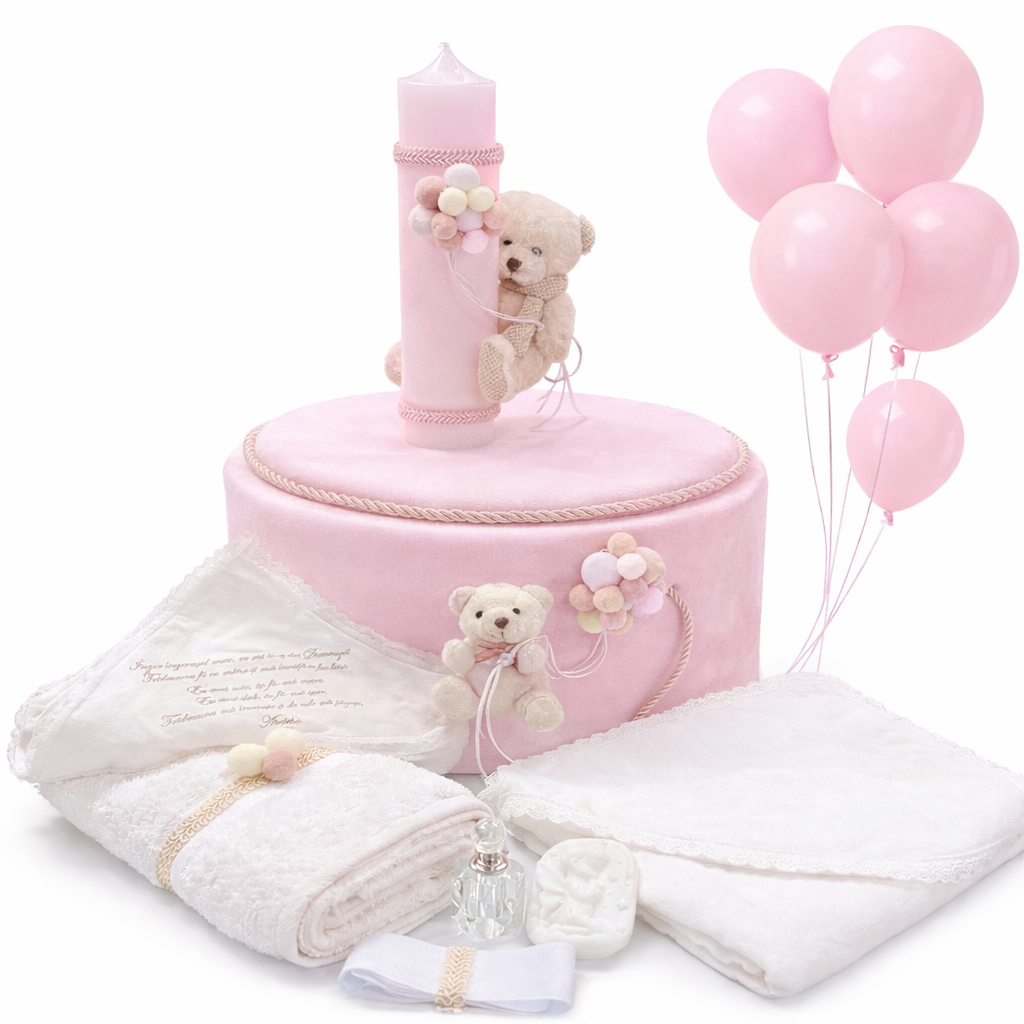 Trusou catifea roz cu ursulet
