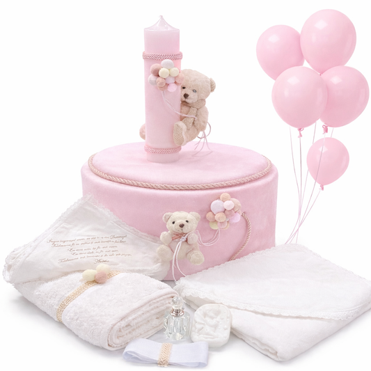 Trusou catifea roz cu ursulet