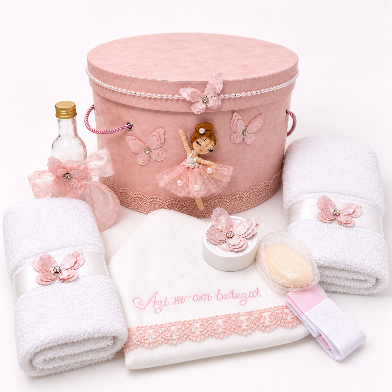 Trusou botez balerina roz pudra