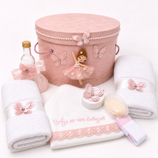 Trusou botez balerina roz pudra