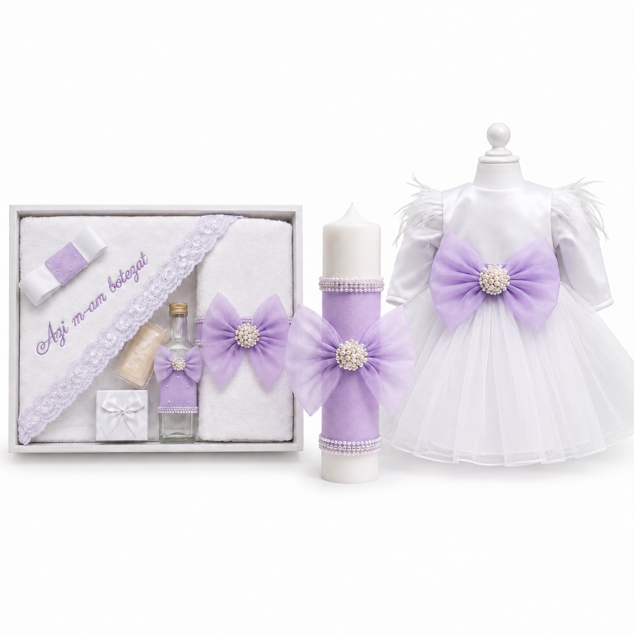 Set botez fetita funda mov