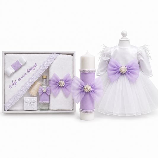 Set botez fetita funda mov