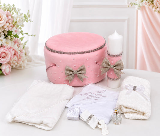 Set botez fetitaroz funda cristal