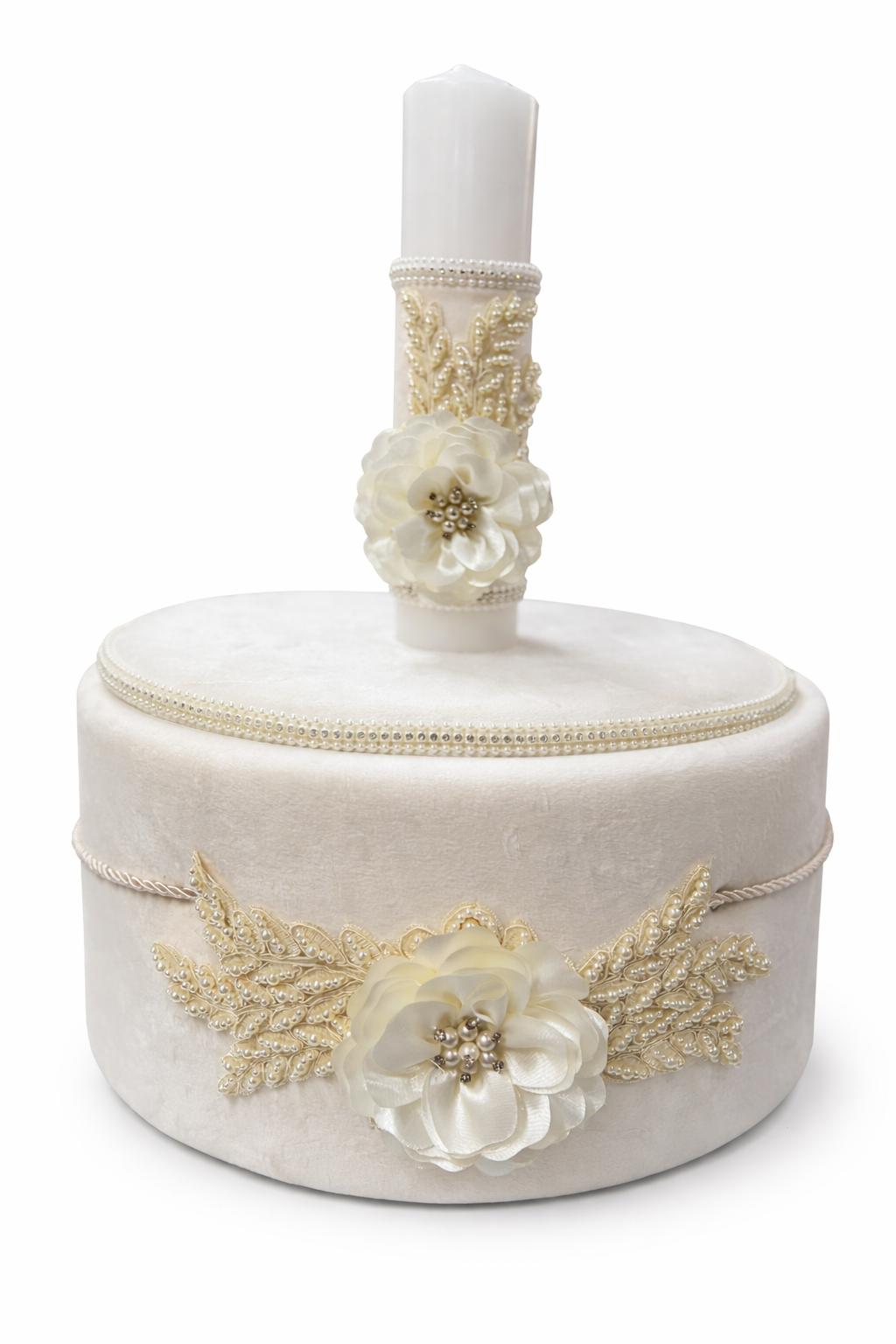 Trusou catifea crem cu floare