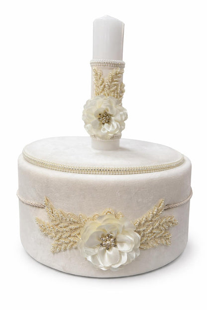 Trusou catifea crem cu floare