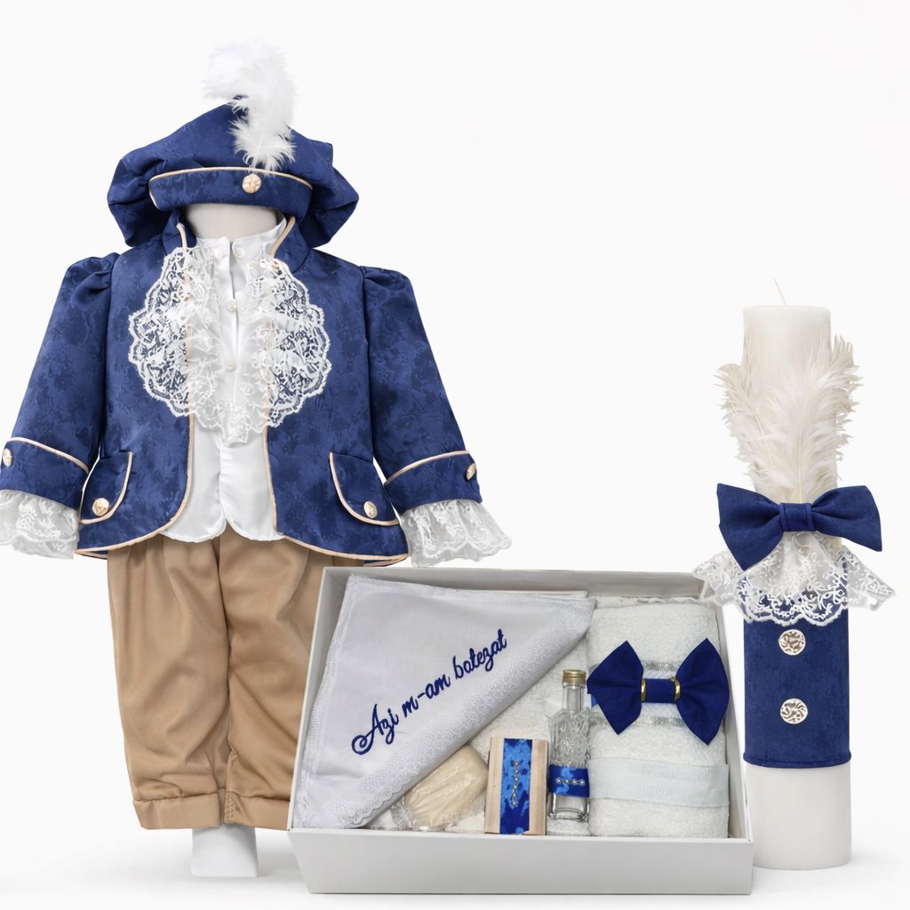 Set botez baiat bleumarin