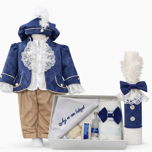 Set botez baiat bleumarin