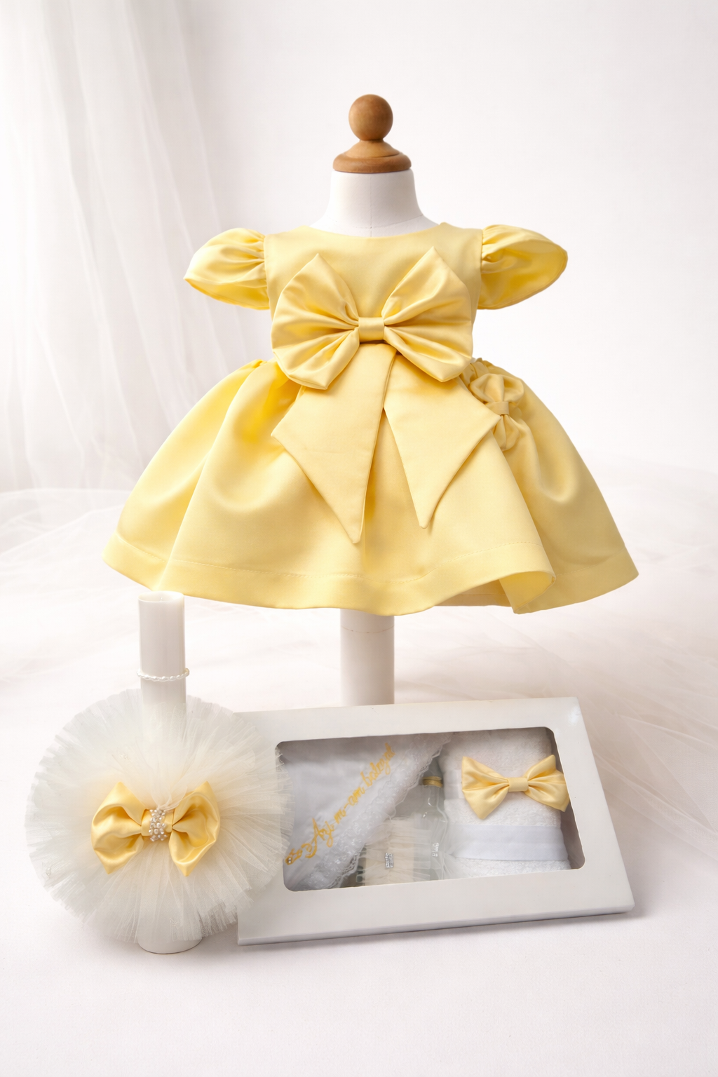 Set botez fetita galben